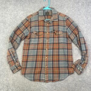 Dark Seas Flannel Shirt Mens Small Plaid Heavyweight Outdoor Casual Work Chore